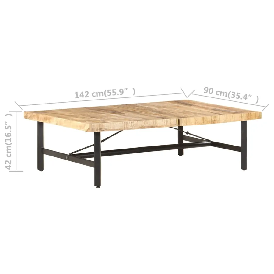 Table basse 142x90x42 cm Bois de manguier massif - 6