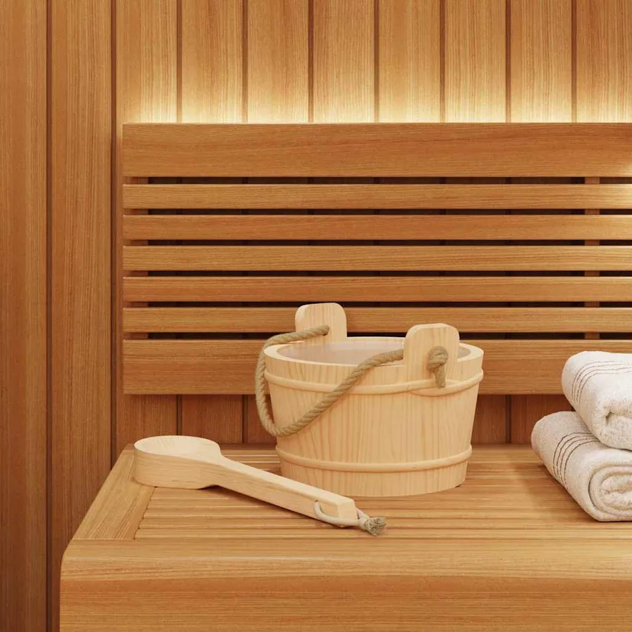 Seau de Sauna 2 pcs Marron Bois de pin massif et chanvre - 3
