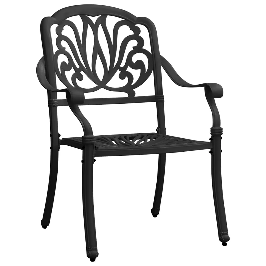 Chaises de jardin lot de 2 Aluminium coulé Noir - 2