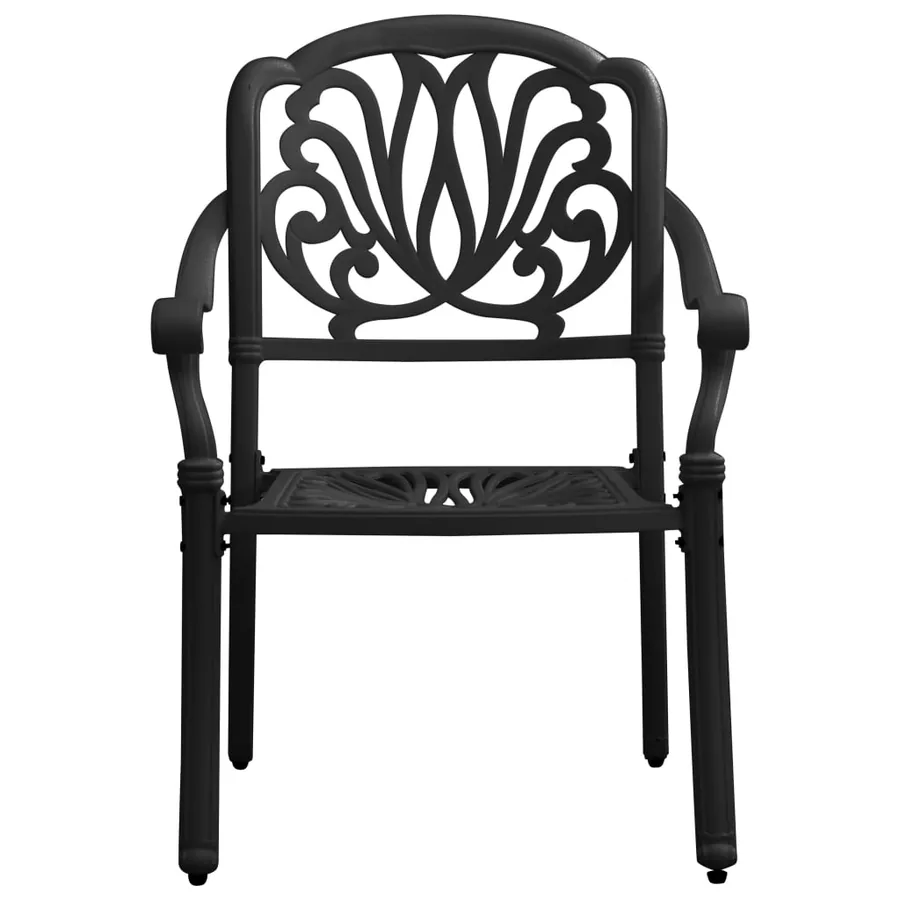 Chaises de jardin lot de 2 Aluminium coulé Noir - 3