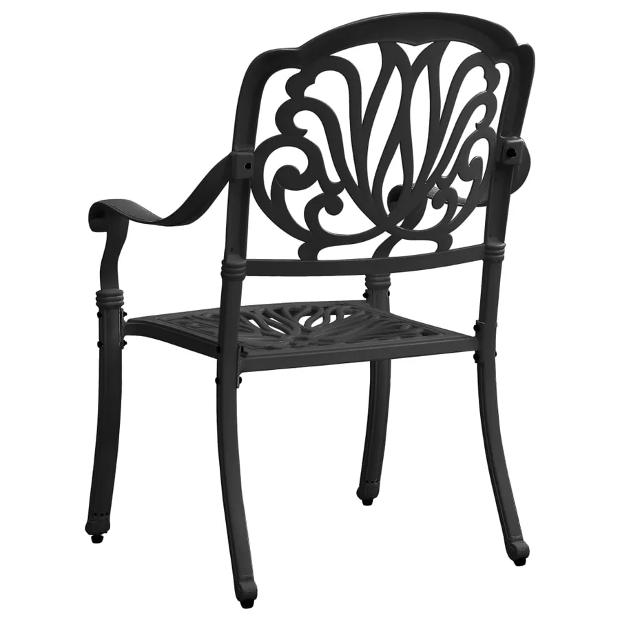 Chaises de jardin lot de 2 Aluminium coulé Noir - 5