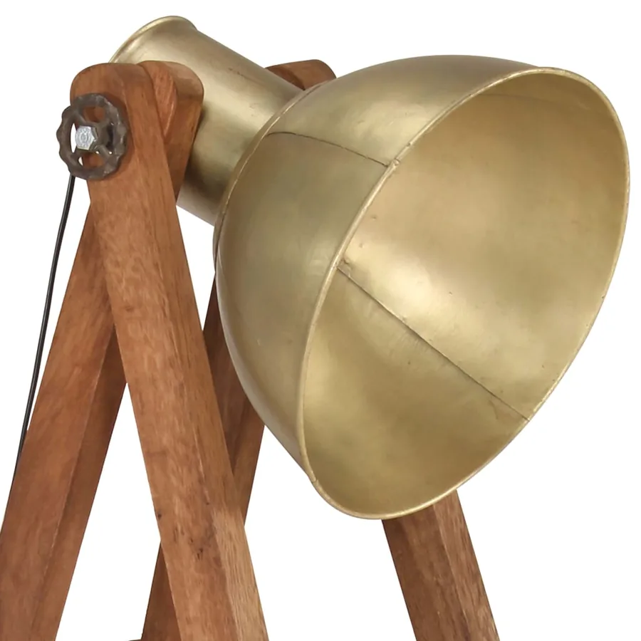 Lampadaire Laiton E27 Bois de manguier massif - 5