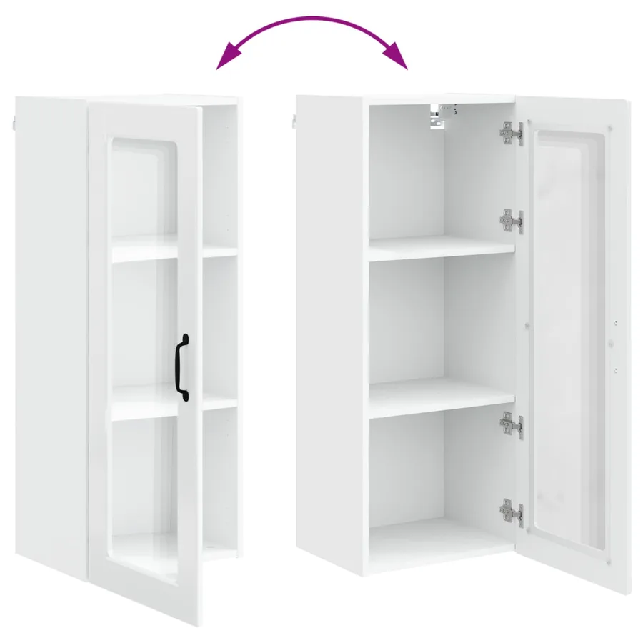 Cabinet en verre mural PORTO Blanc brillant 40 x 31 x 100 cm - 11