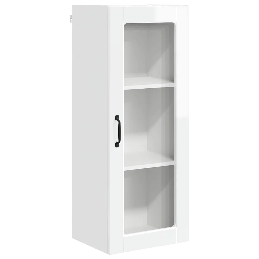Cabinet en verre mural PORTO Blanc brillant 40 x 31 x 100 cm - 2
