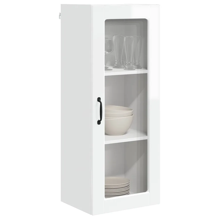 Cabinet en verre mural PORTO Blanc brillant 40 x 31 x 100 cm - 3