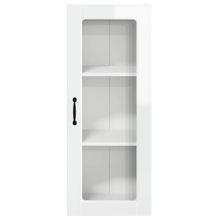 Cabinet en verre mural PORTO Blanc brillant 40 x 31 x 100 cm - 6