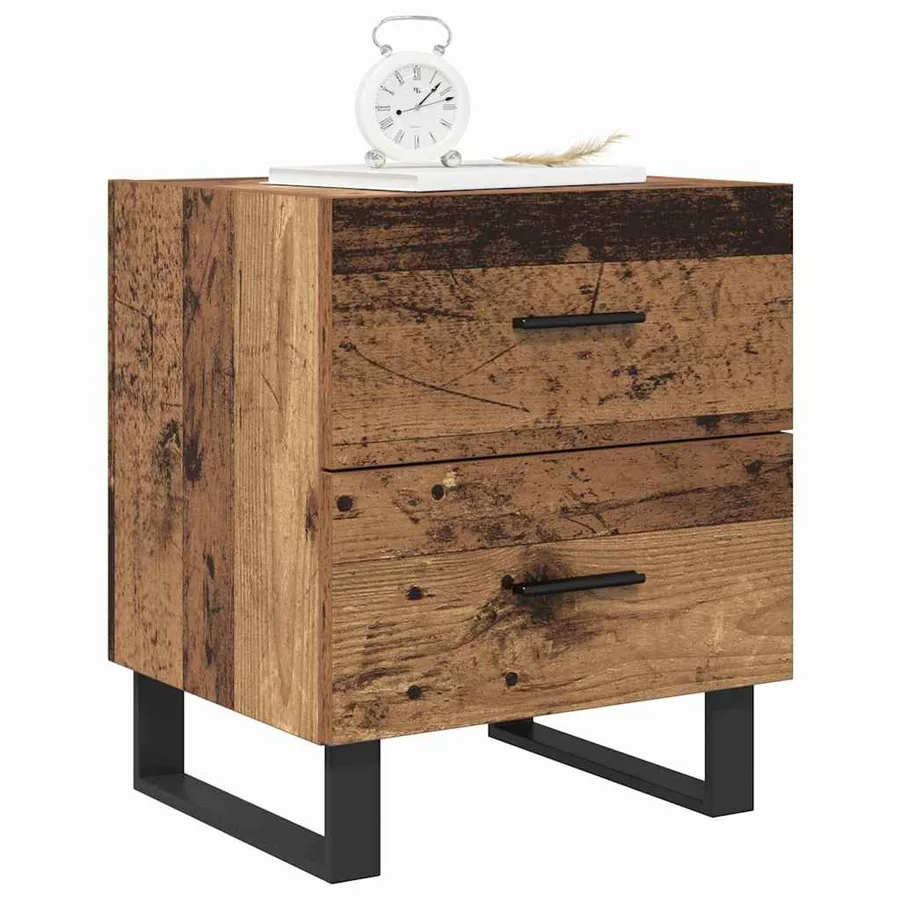 Cabinet de chevet 2 pcs Bois ancien et noir 40 x 35 x 47,5 cm - 3