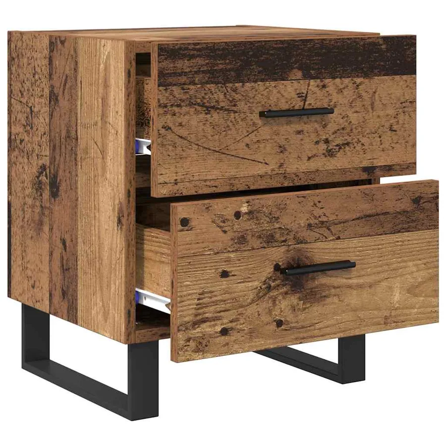 Cabinet de chevet 2 pcs Bois ancien et noir 40 x 35 x 47,5 cm - 5