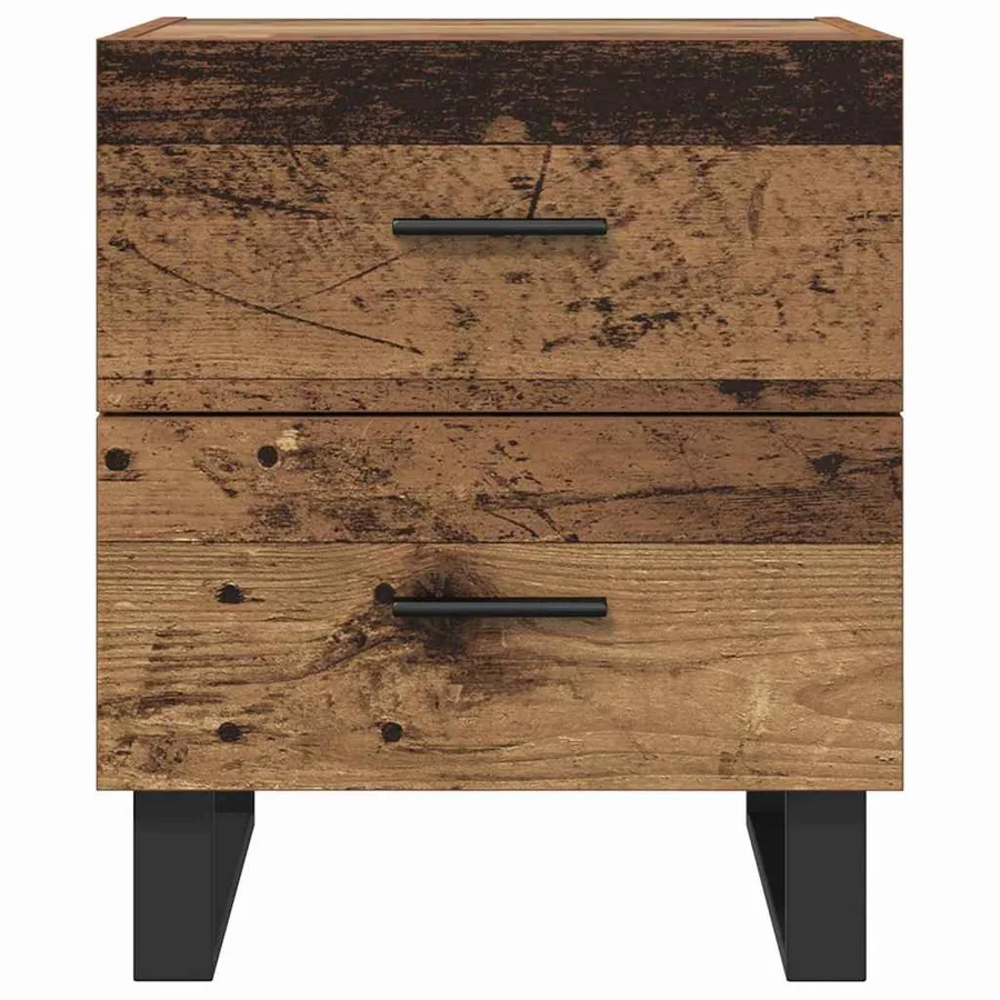 Cabinet de chevet 2 pcs Bois ancien et noir 40 x 35 x 47,5 cm - 7