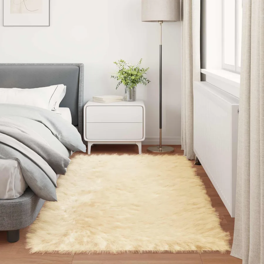 Tapis en fausse TAFALLA Crème 80 x 200 cm Polyester - 4