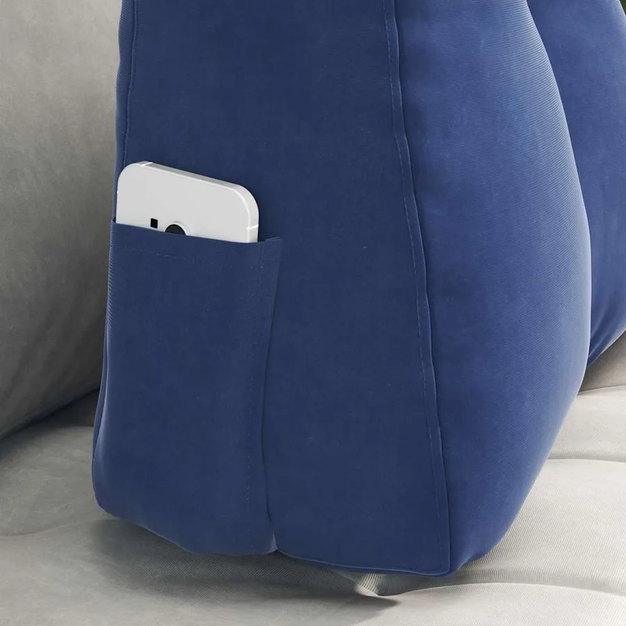 Coussin de Dos Bleu police 60 x 24 x 50 cm Velours - 5