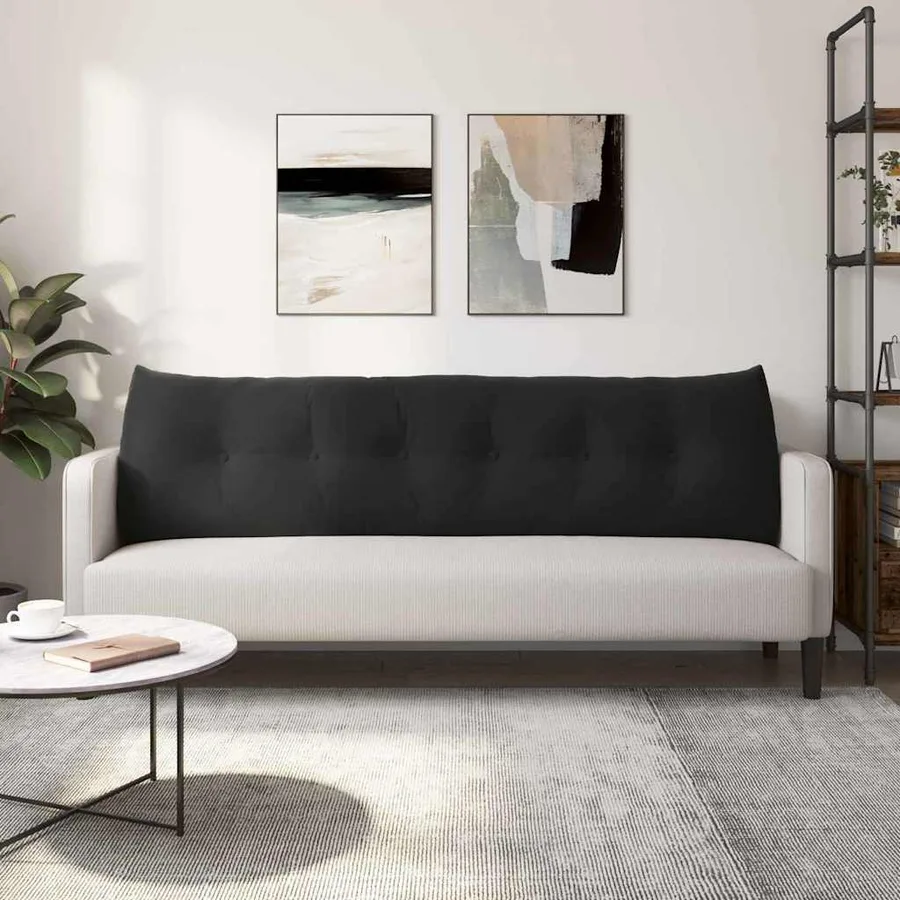 Coussin de Dos Noir 180 x 24 x 50 cm Velours - 4
