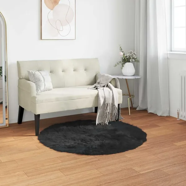 Tapis en fausse TAFALLA Noir Ø 120 cm Polyester