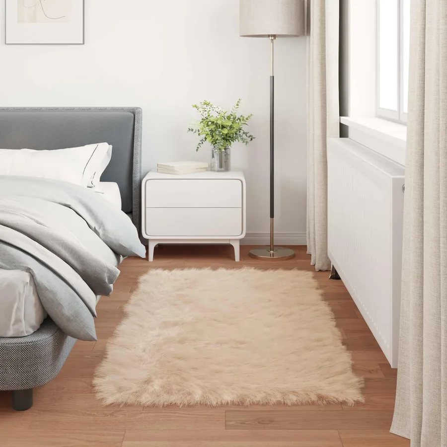 Tapis en fausse TAFALLA Beige 80 x 150 cm Polyester - 4