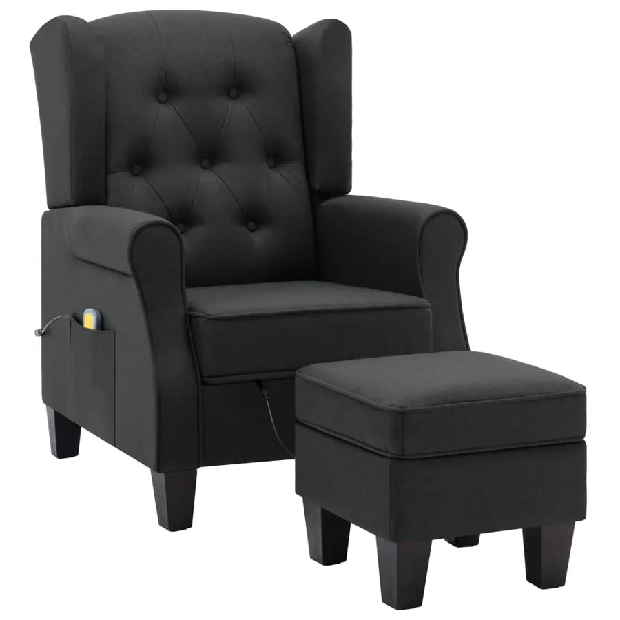 Fauteuil de massage avec repose-pied Gris foncé Tissu - 2