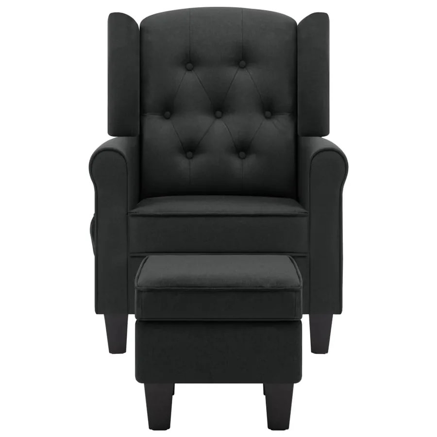 Fauteuil de massage avec repose-pied Gris foncé Tissu - 3