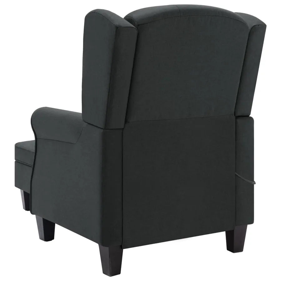Fauteuil de massage avec repose-pied Gris foncé Tissu - 5
