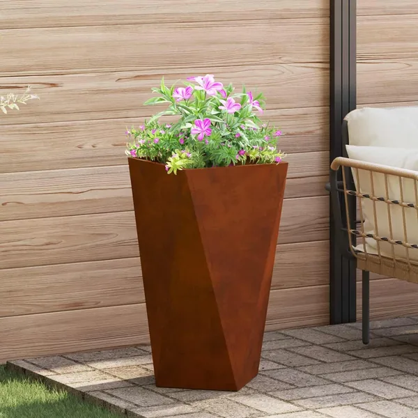 Jardinière Rouillé 40 x 40 x 75 cm Acier patiné