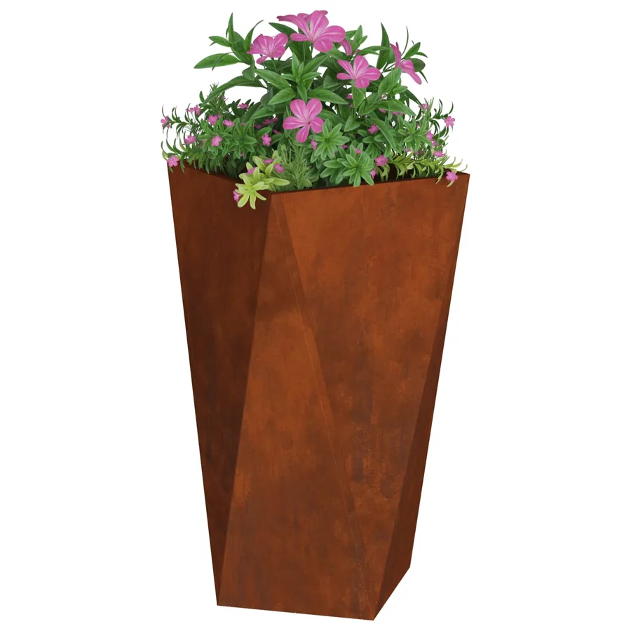 Jardinière Rouillé 40 x 40 x 75 cm Acier patiné - 3