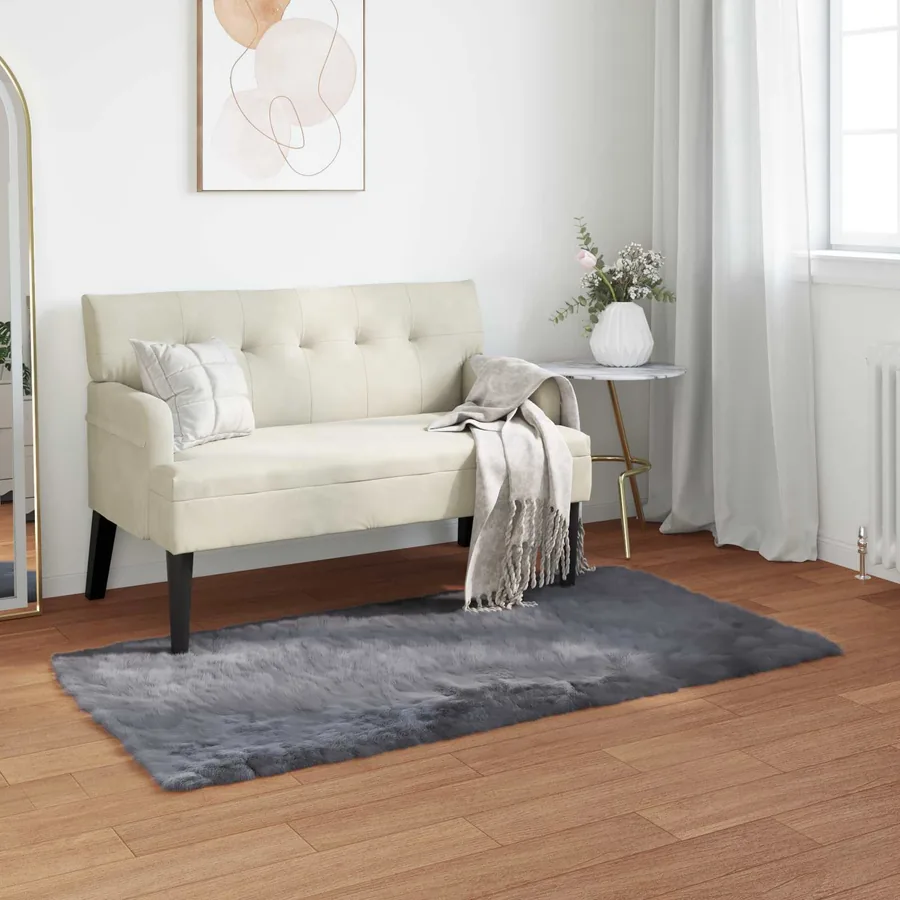 Tapis en fausse TAFALLA Anthracite 80 x 150 cm Polyester
