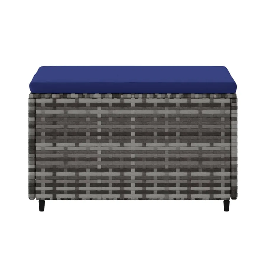 Repose-pieds de jardin et coussins lot de 2 gris résine tressée - 5