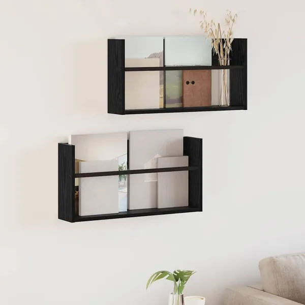 Étagère à magazines 2 pcs Chêne noir 60 x 12 x 30 cm