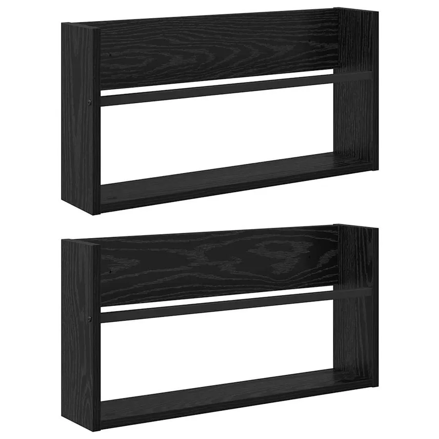Étagère à magazines 2 pcs Chêne noir 60 x 12 x 30 cm - 2