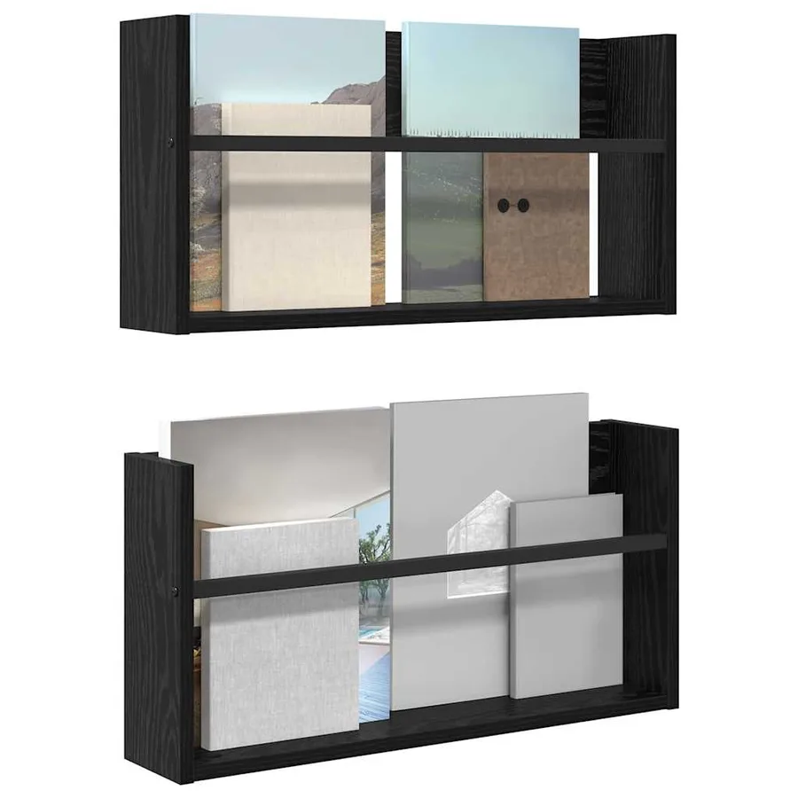Étagère à magazines 2 pcs Chêne noir 60 x 12 x 30 cm - 3