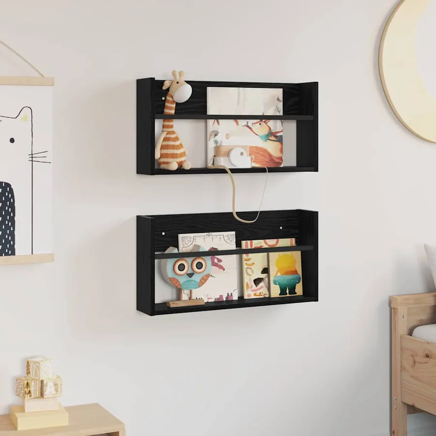 Étagère à magazines 2 pcs Chêne noir 60 x 12 x 30 cm - 4