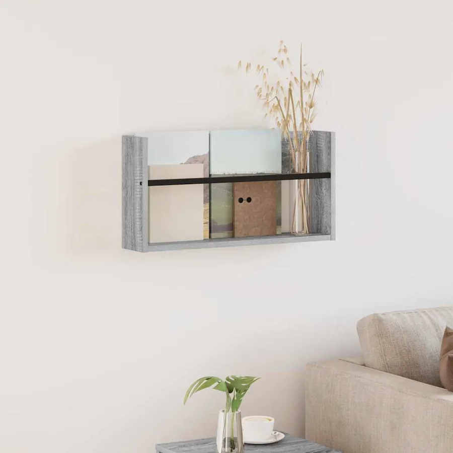 Étagère à magazines avec étagère Gris Sonoma 60 x 12 x 30 cm