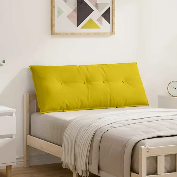 Coussin de Dos Jaune 120 x 50 cm Tissu en velours côtelé