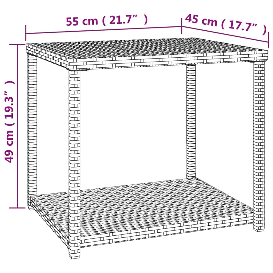 Table d'appoint marron 55x45x49 cm résine tressée - 6