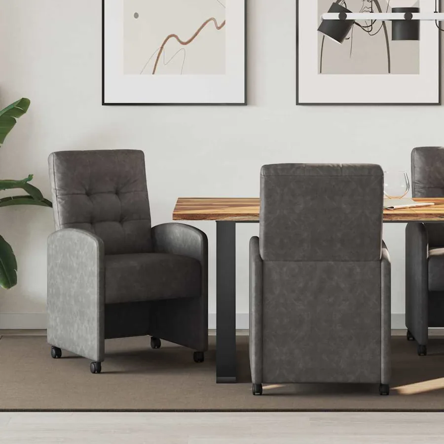 Chaises de Salle à Manger avec Roues 2 pcs Noir 58 x 67 x 97 cm