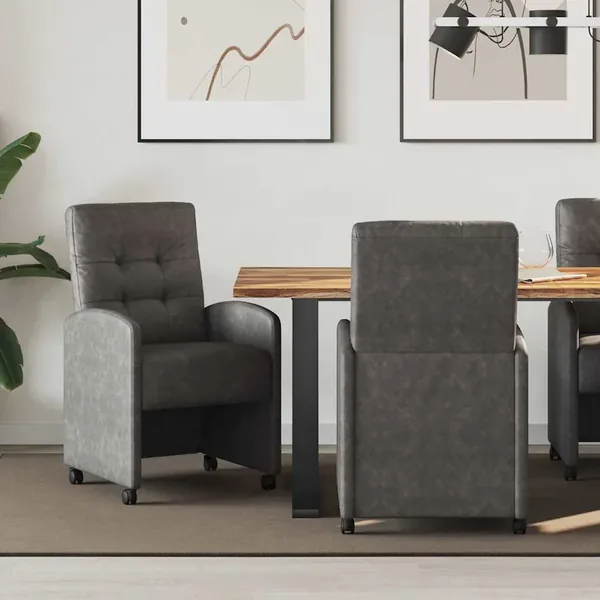 Chaises de Salle à Manger avec Roues 2 pcs Noir 58 x 67 x 97 cm