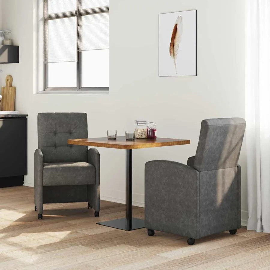 Chaises de Salle à Manger avec Roues 2 pcs Noir 58 x 67 x 97 cm - 3