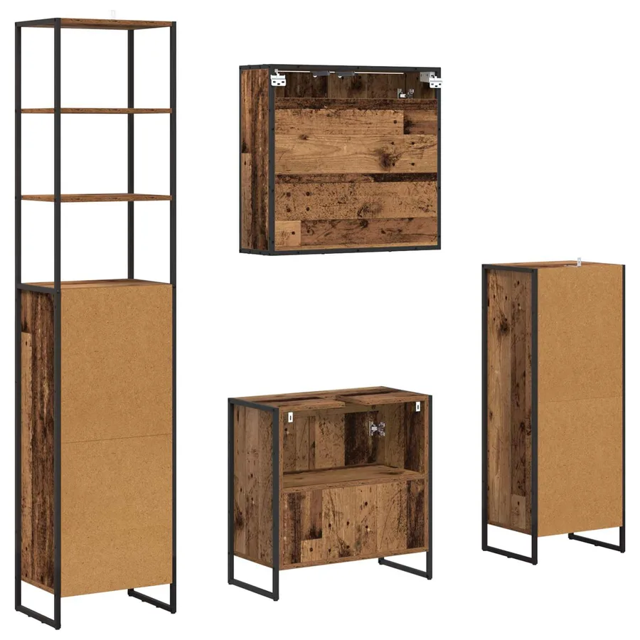 Ensemble de mobilier de salle de bain avec tiroir Bois ancien - 8
