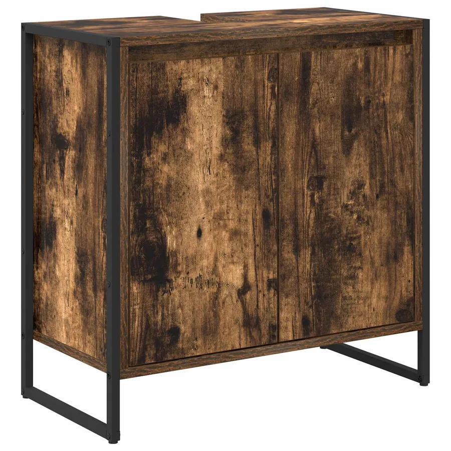 Cabinet de salle de bain avec porte Chêne Fumé 60 x 30 x 60 cm - 2