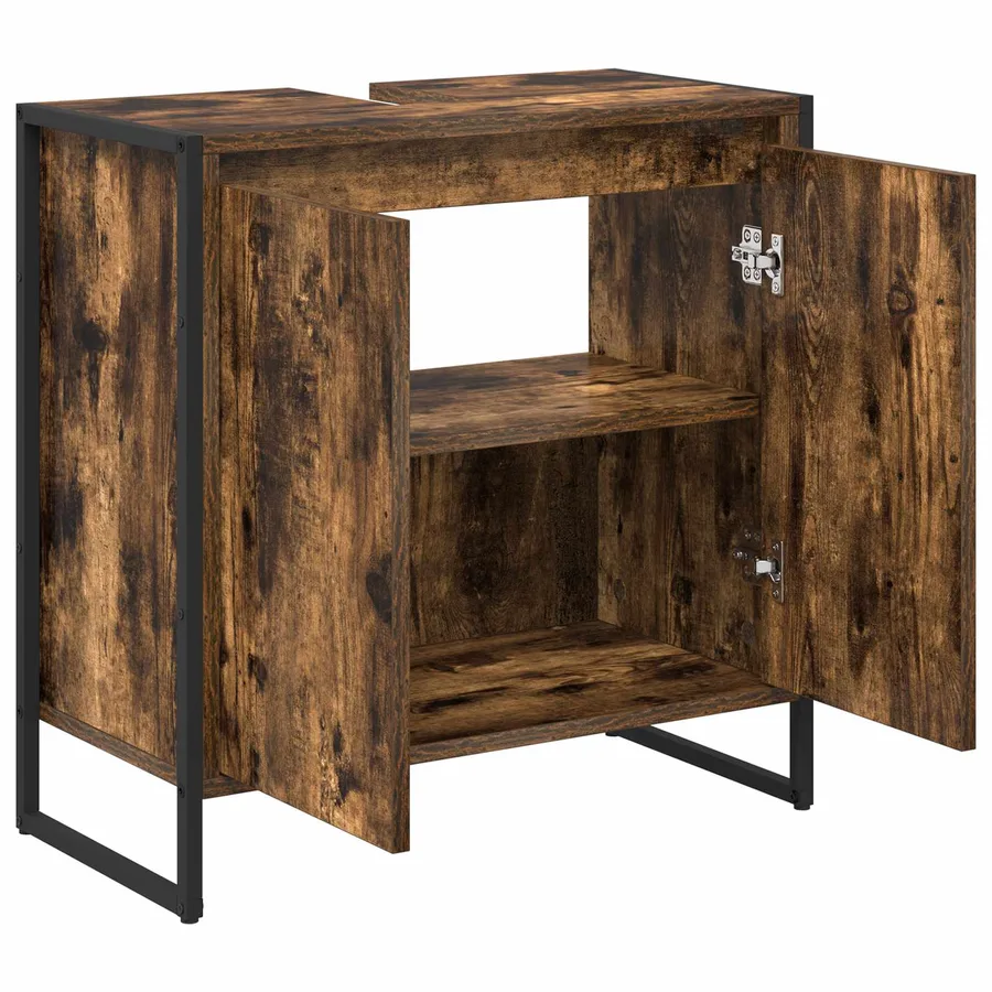 Cabinet de salle de bain avec porte Chêne Fumé 60 x 30 x 60 cm - 5