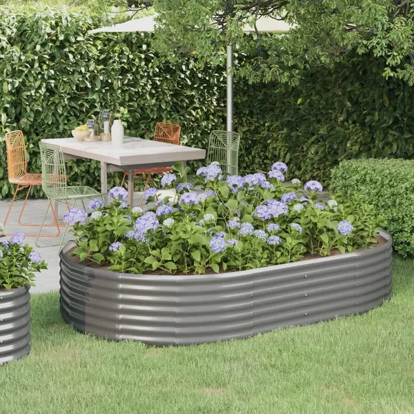 Lit surélevé de jardin Acier galvanisé 214x140x36cm gris