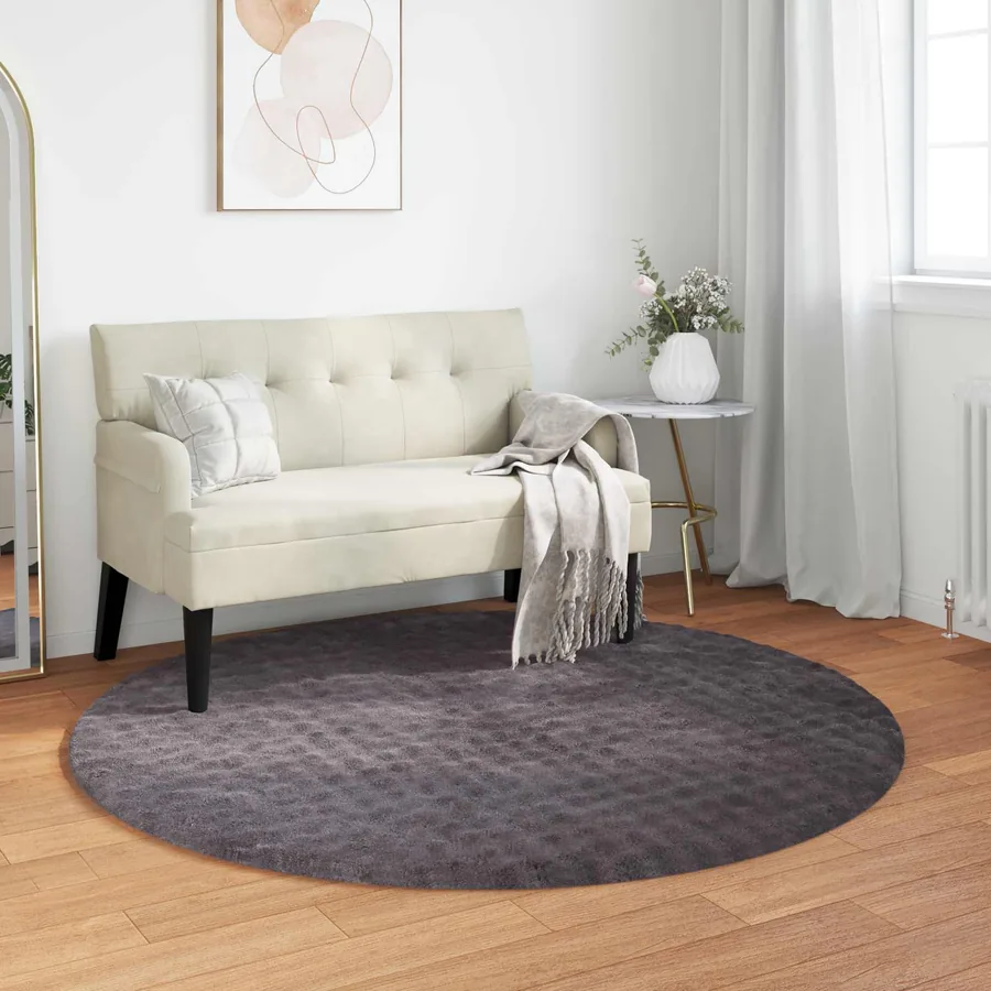 Tapis de surface Rond SIROLO Anthracite Ø 120 CM Polyester