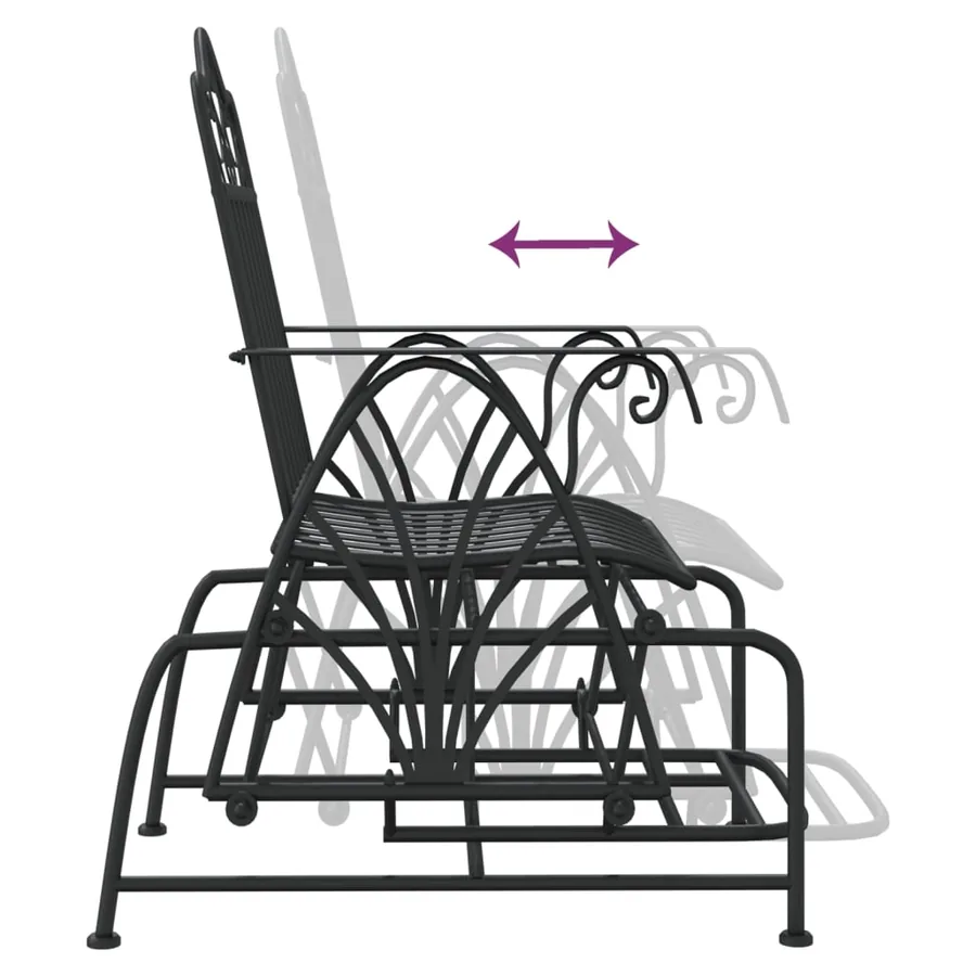Banc coulissant 61 cm Noir Acier - 6