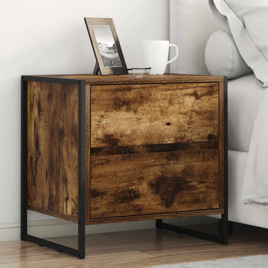 Table de chevet Chêne Fumé 50 x 39,5 x 50 cm Bois d'ingénierie