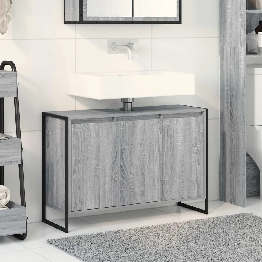 Cabinet de salle de bain avec porte Gris Sonoma 90 x 30 x 60 cm