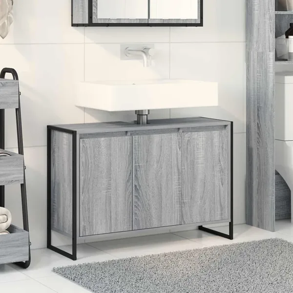 Cabinet de salle de bain avec porte Gris Sonoma 90 x 30 x 60 cm