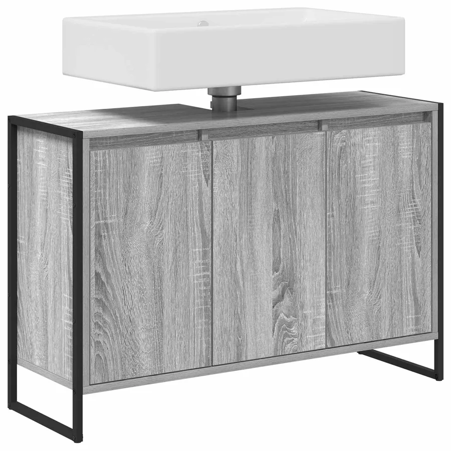 Cabinet de salle de bain avec porte Gris Sonoma 90 x 30 x 60 cm - 3