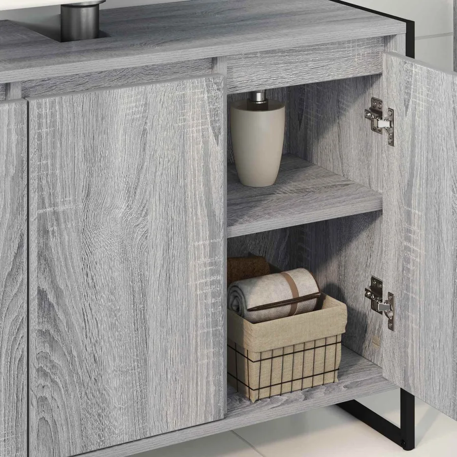 Cabinet de salle de bain avec porte Gris Sonoma 90 x 30 x 60 cm - 4