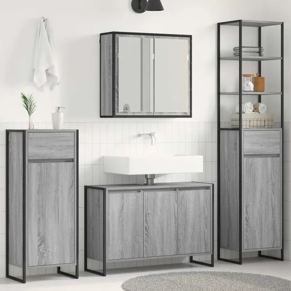 Ensemble de mobilier de salle de bain avec tiroir Gris Sonoma