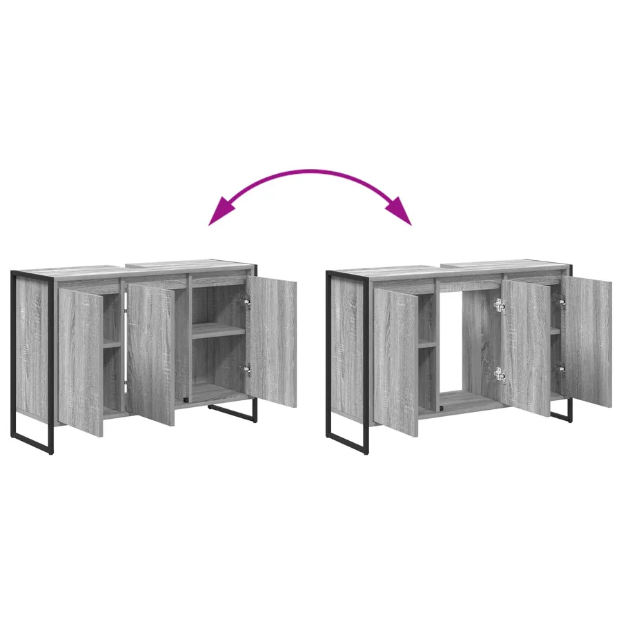 Ensemble de mobilier de salle de bain avec tiroir Gris Sonoma - 15