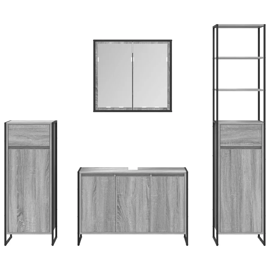 Ensemble de mobilier de salle de bain avec tiroir Gris Sonoma - 9