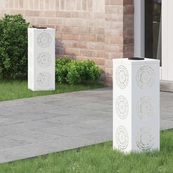 Lumière de chemin LED solaire 2 pcs Blanc chaud 18 x 18 x 50 cm